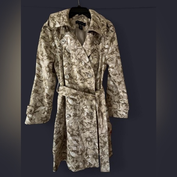 New York & Company Trench Coat Womens Long Army Colors Sz 10 M Cotton Gr… - Picture 17 of 17